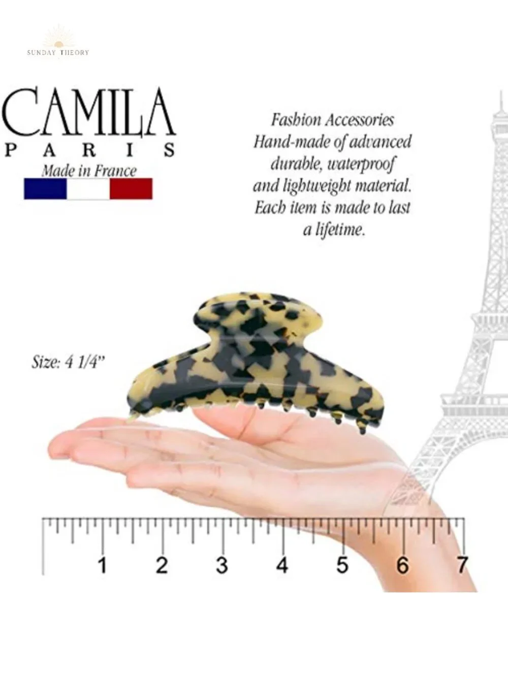 Large 4in Hair Claw Clip for Thick Hair, Cellulose Acetate, Handmade in France,